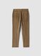 Pantaloni marroni in cotone elasticizzato a coste_2