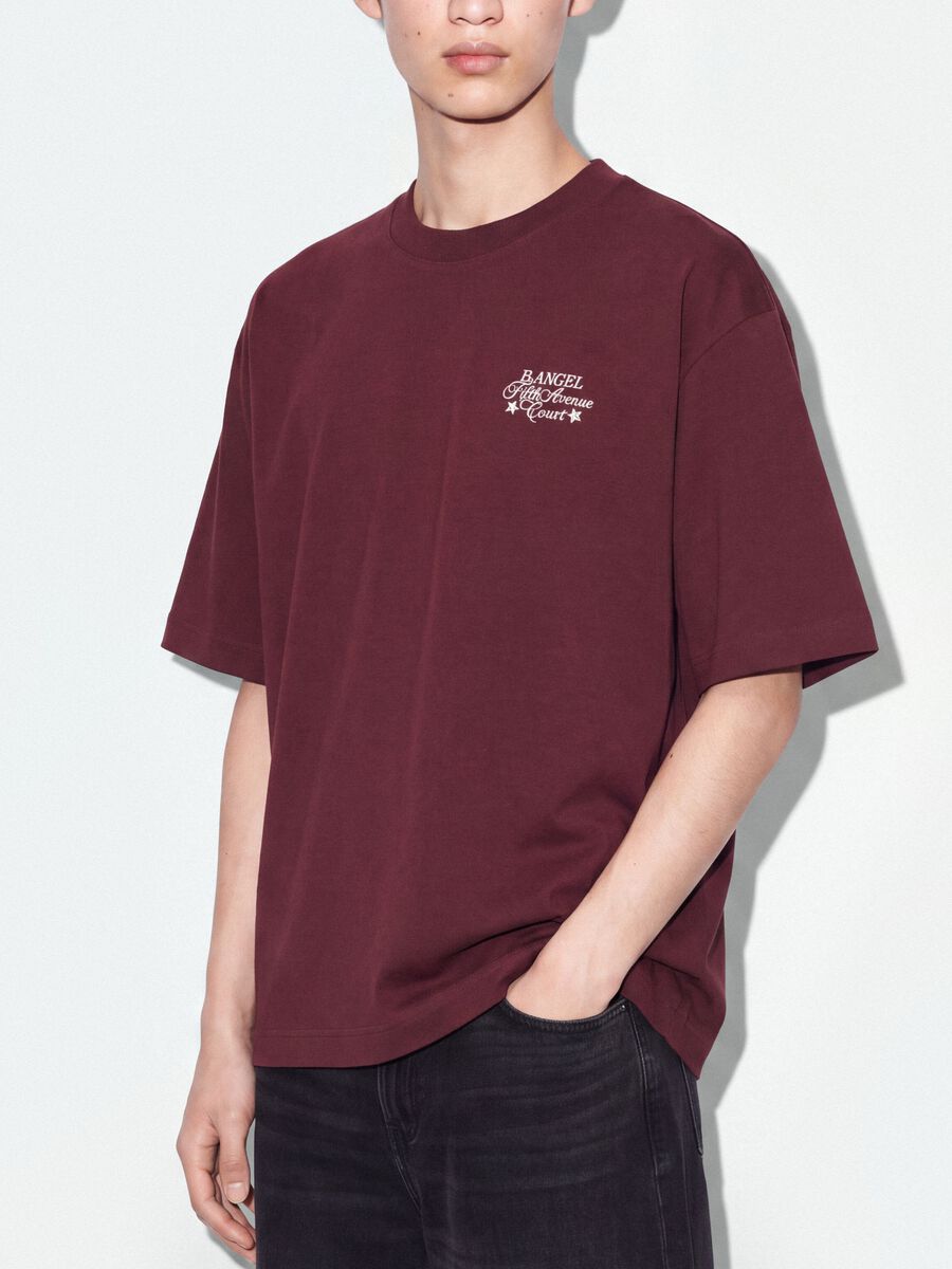 Rotes Cropped-T-Shirt aus reiner Baumwolle mit Boxy-Fit-Print_3