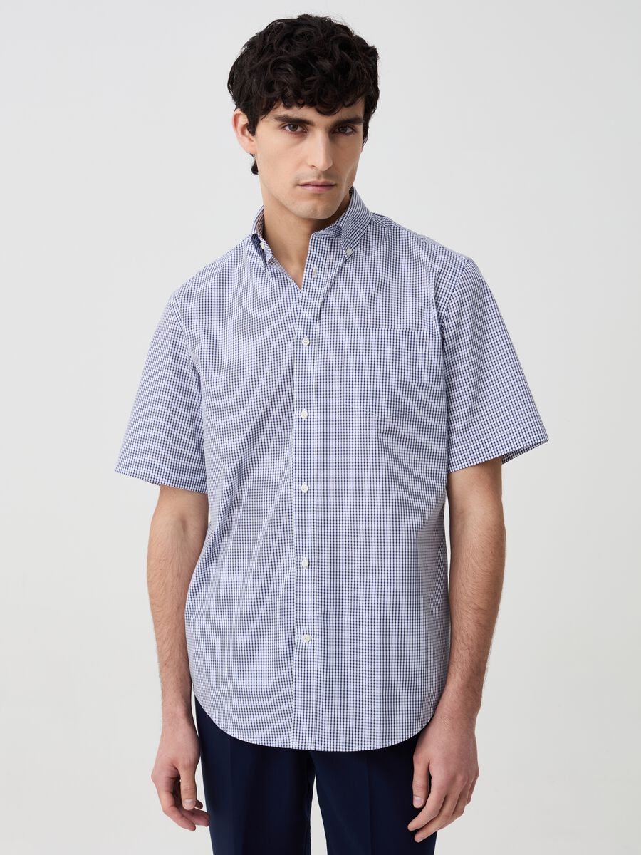 Short-sleeved shirt with check pattern_0