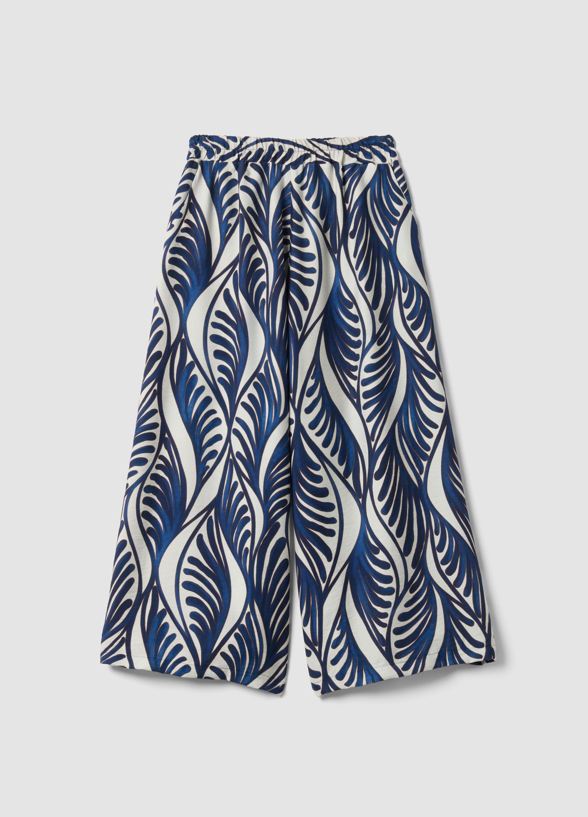 Blue viscose-blend palazzo trousers