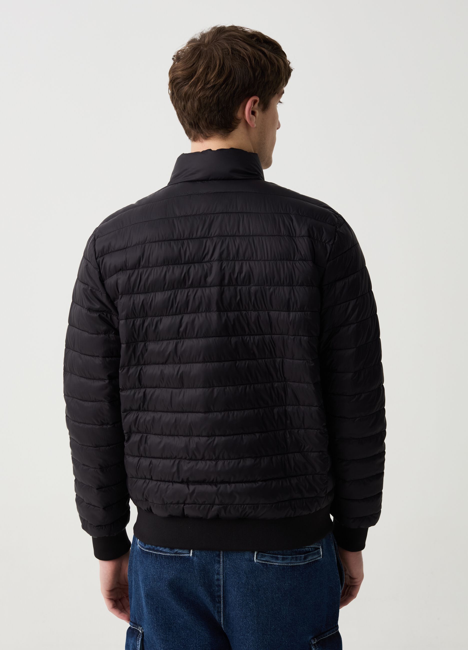 Ultralight quilted down jacket with high neck