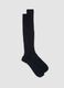 Blue ribbed pure cotton long socks_0