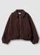 Giacca marrone regular fit con zip e collo ampio_0