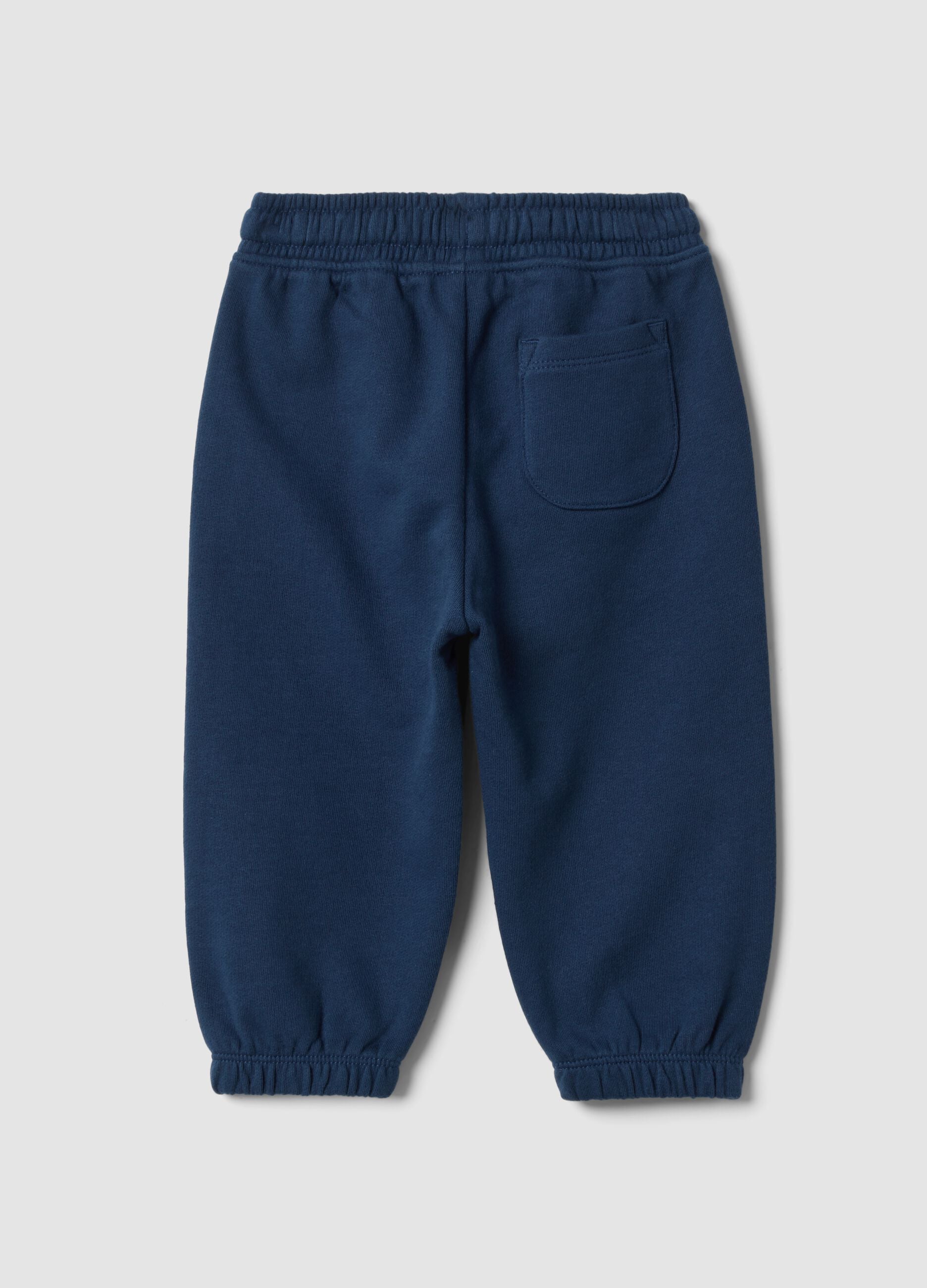 Pantal&oacute;n jogger azul de algod&oacute;n puro con cintura el&aacute;stica para beb&eacute; ni&ntilde;o