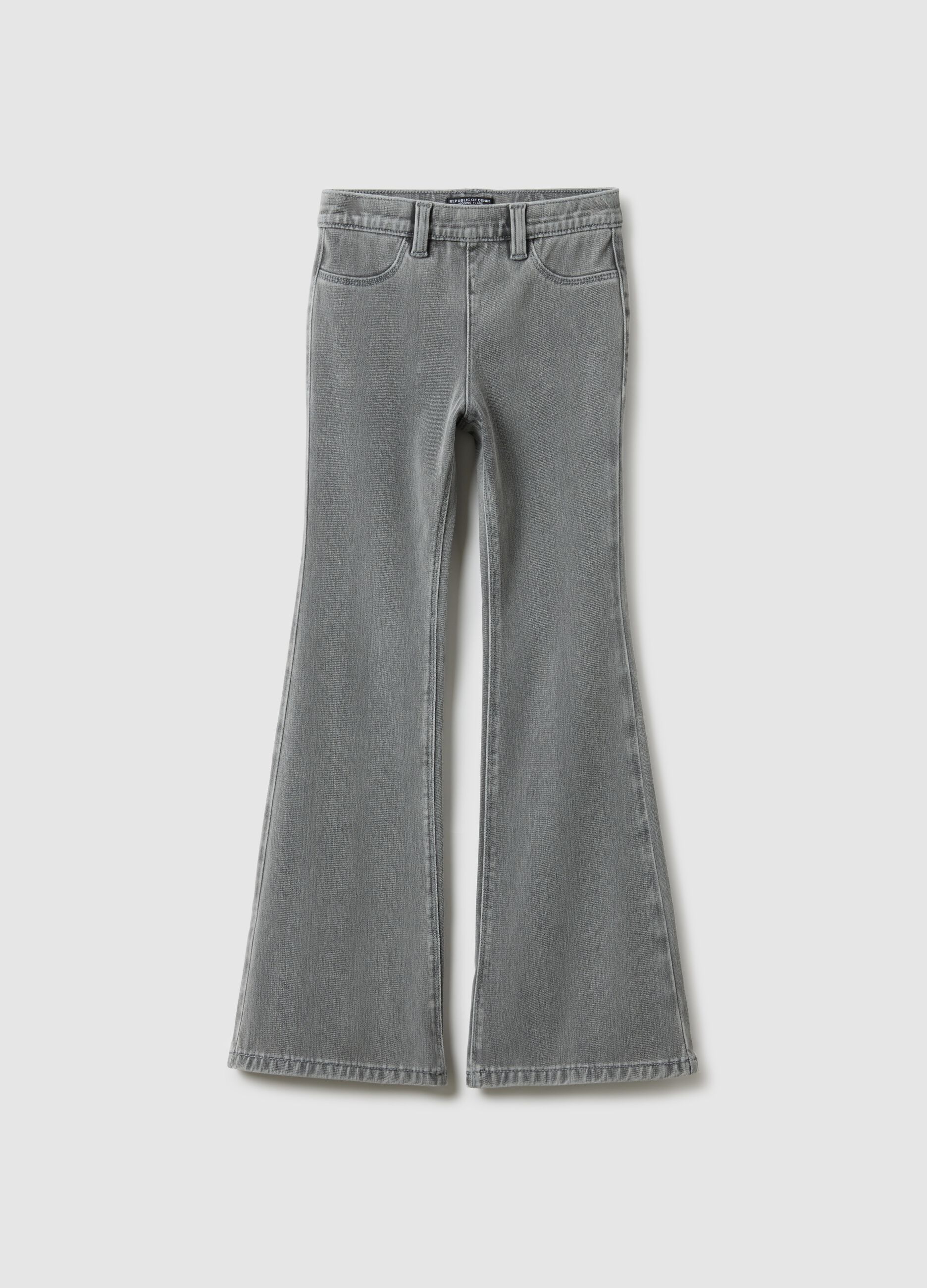 Grey denim flare jeans for girls