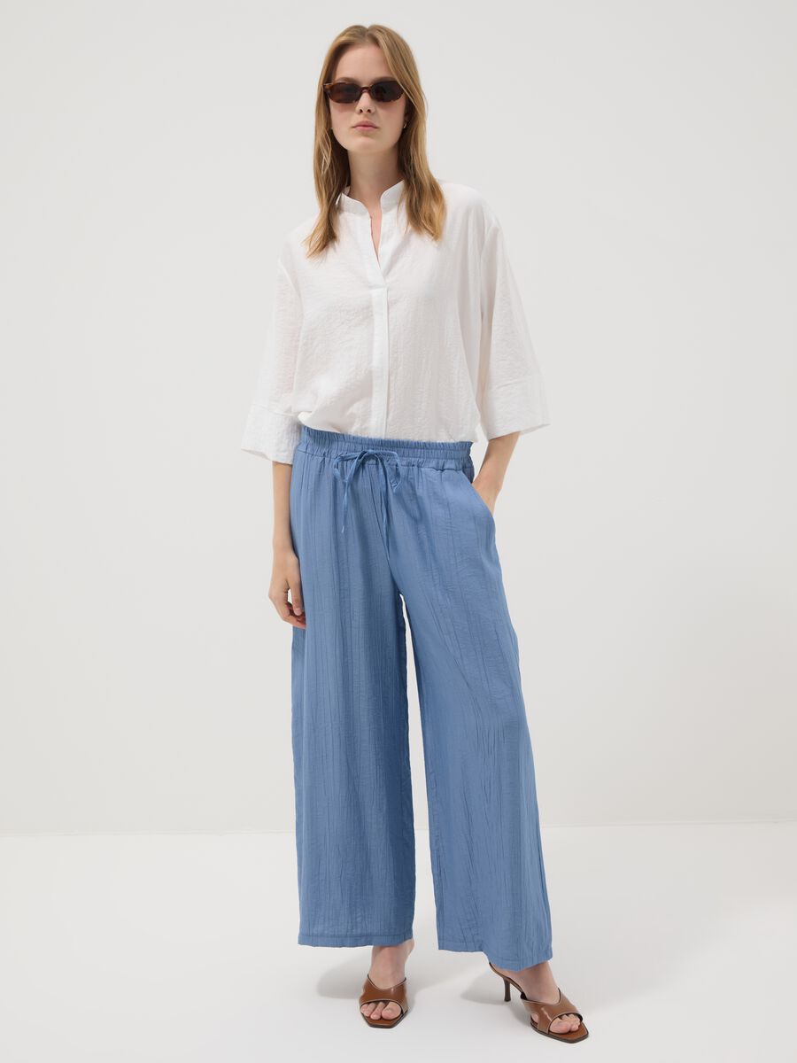 Hellblaue Palazzo-Hose aus Viskosemix_0