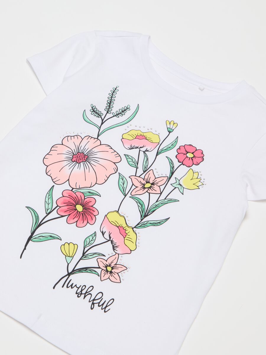 T-shirt with diamantés and flowers print_2