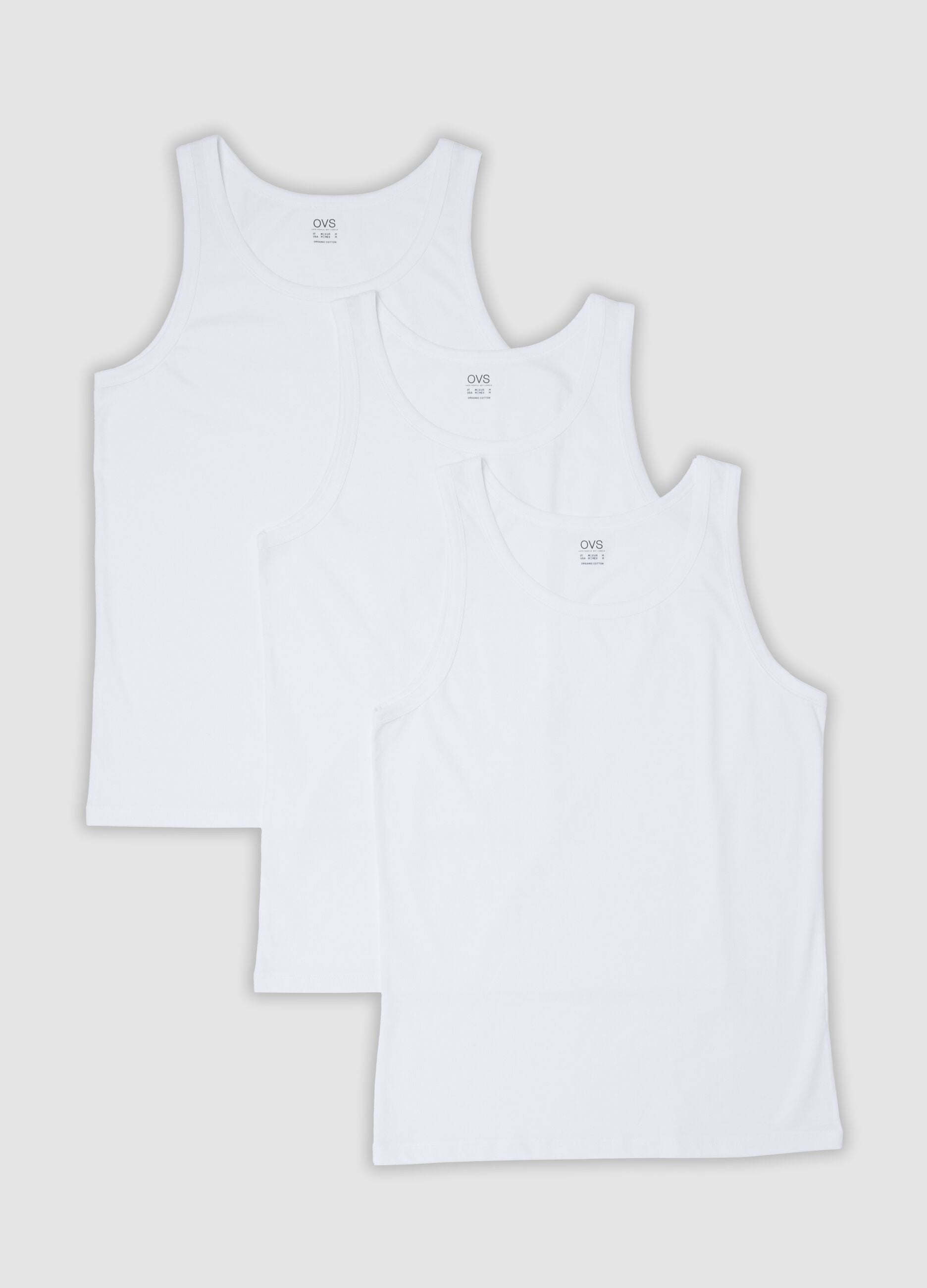 Three-pack of white organic cotton vests
