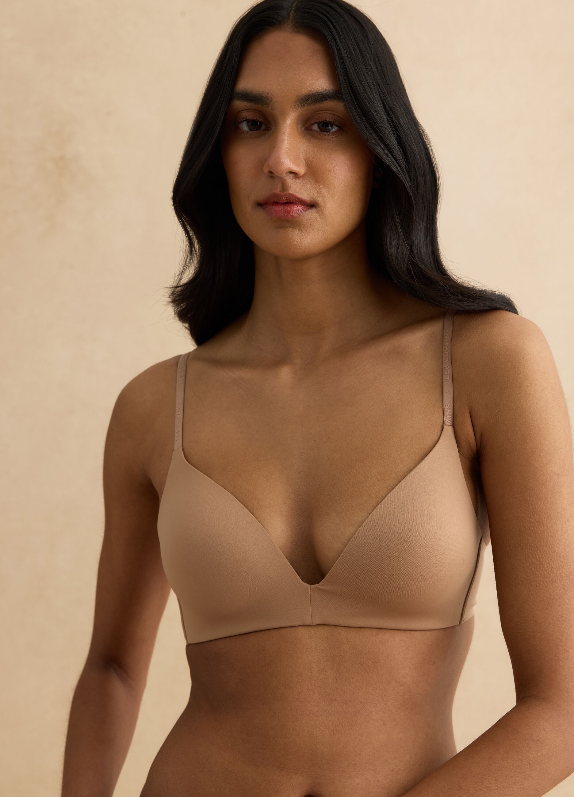 Beige regular fit bra