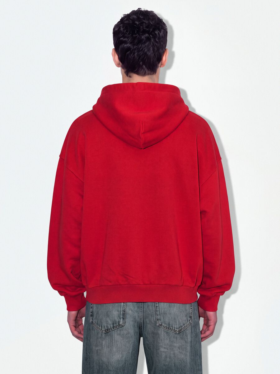 Red 100% cotton oversized crew-neck sweatshirt_2