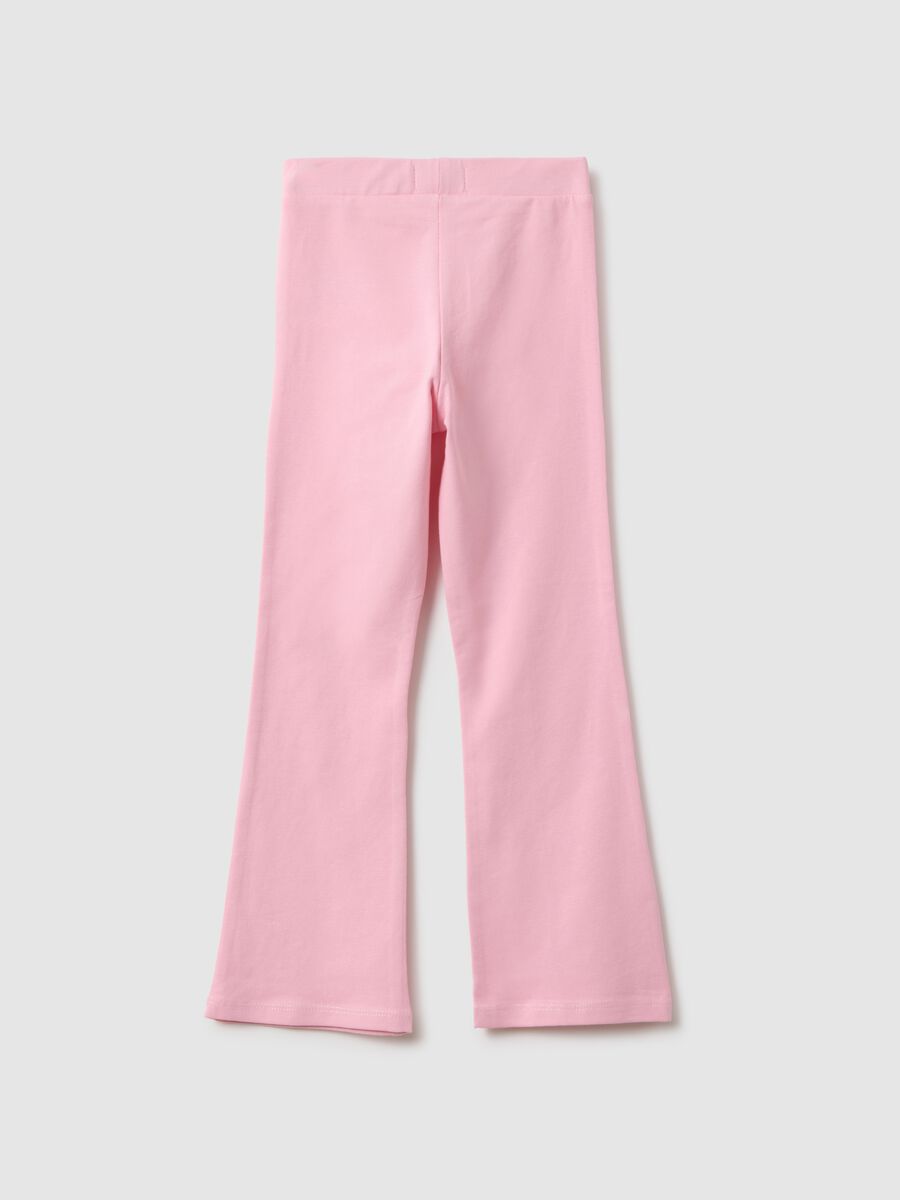 Pink stretch cotton slim fit leggings for girls with decorations_1
