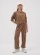 Brown jogger trousers in organic cotton and viscose blend for girls_0