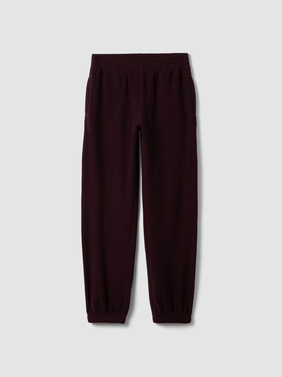 Pantaloni jogger viola regular fit in pile con vita elasticizzata_0