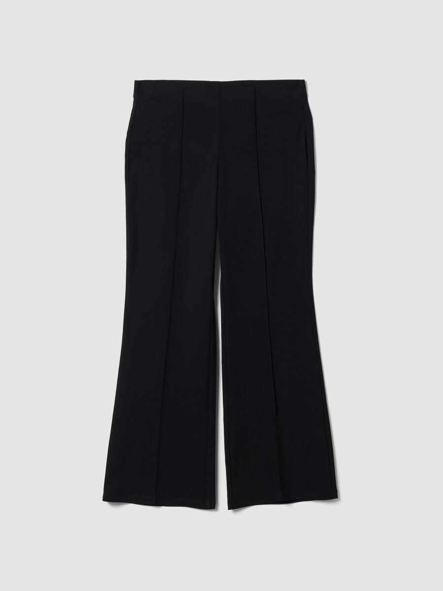 Black flare-fit trousers in stretch viscose_4