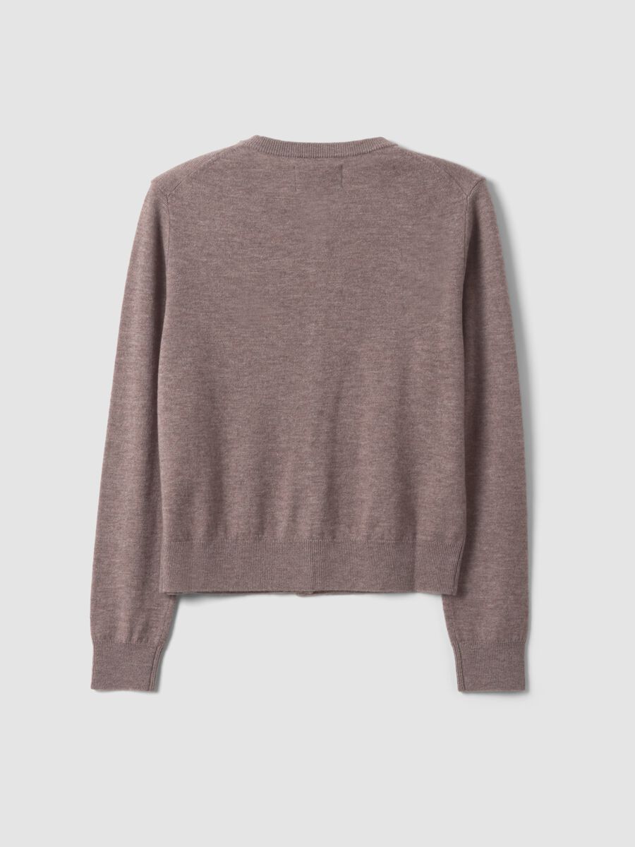 Cardigan grigio in pura lana con girocollo e bottoni regular fit_6