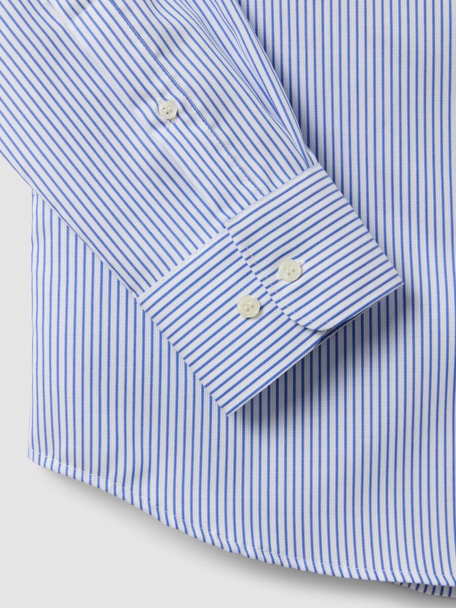 Light blue striped pure cotton dobby shirt with French collar, non-iron_2