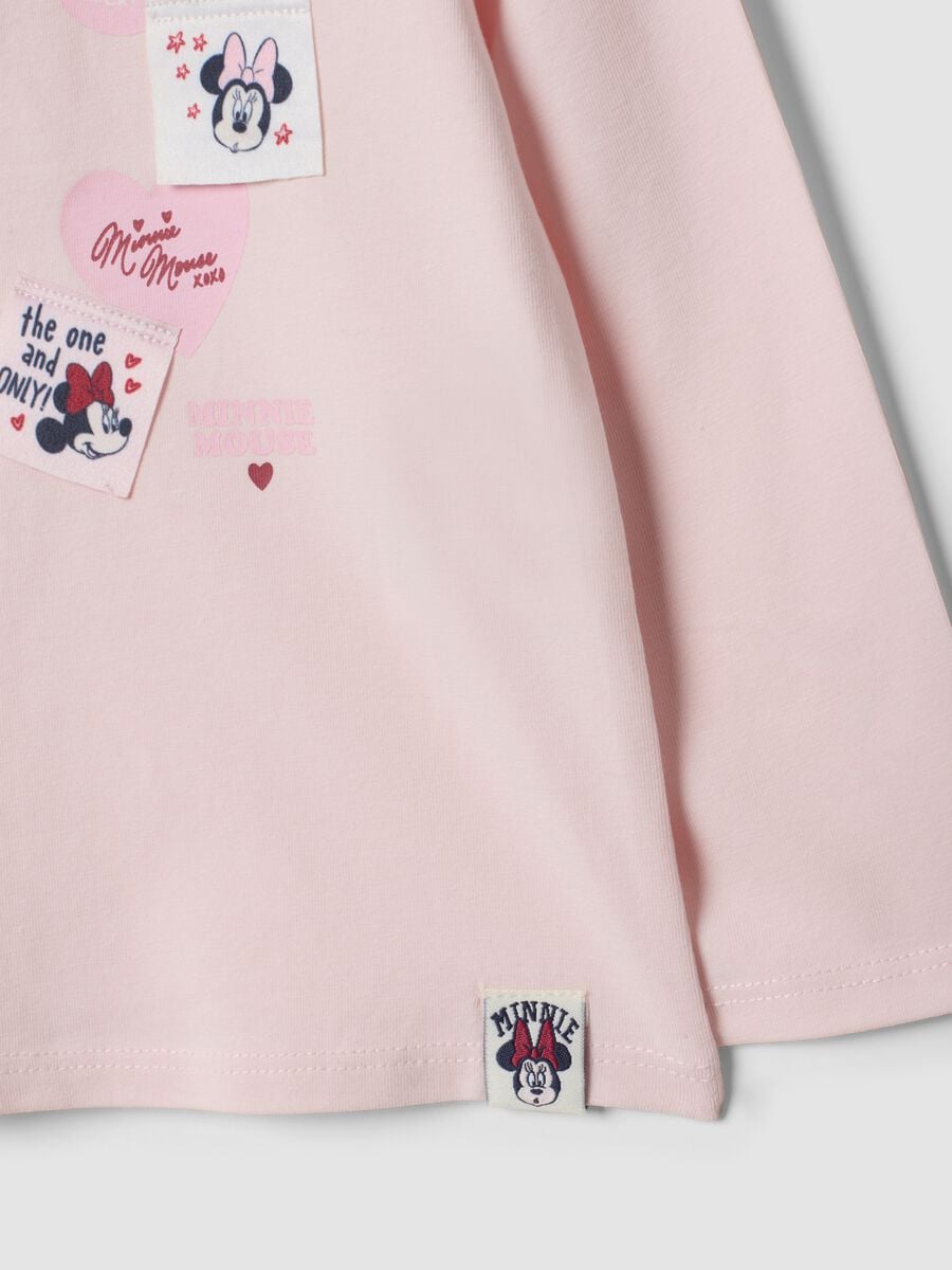 Maglietta rosa in cotone organico elasticizzato con stampe Minnie per bimba_2