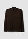 Brown full-zip sweatshirt in stretch piqu&eacute; with ribbed collar_4