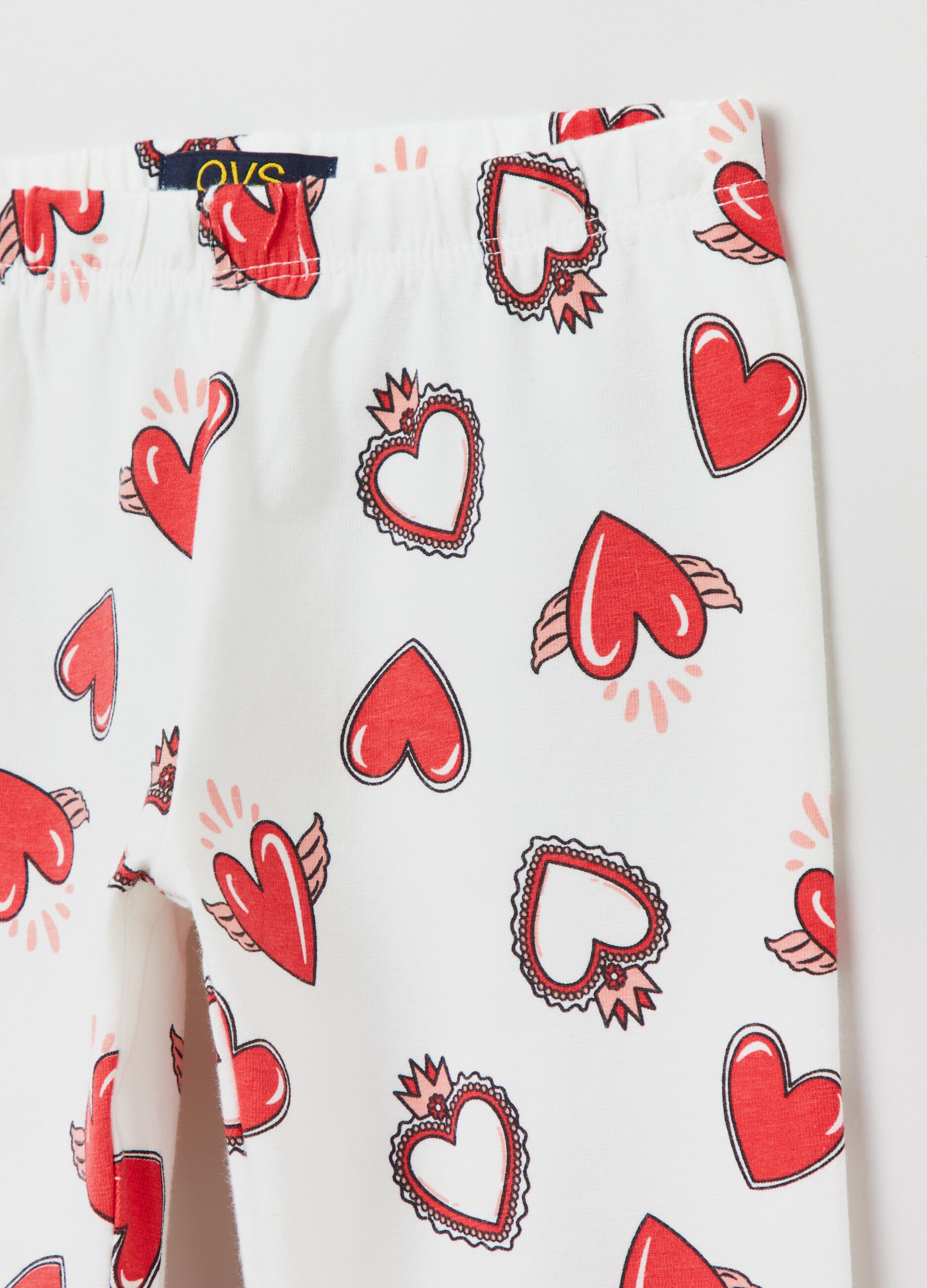 Leggings in stretch cotton with heart print