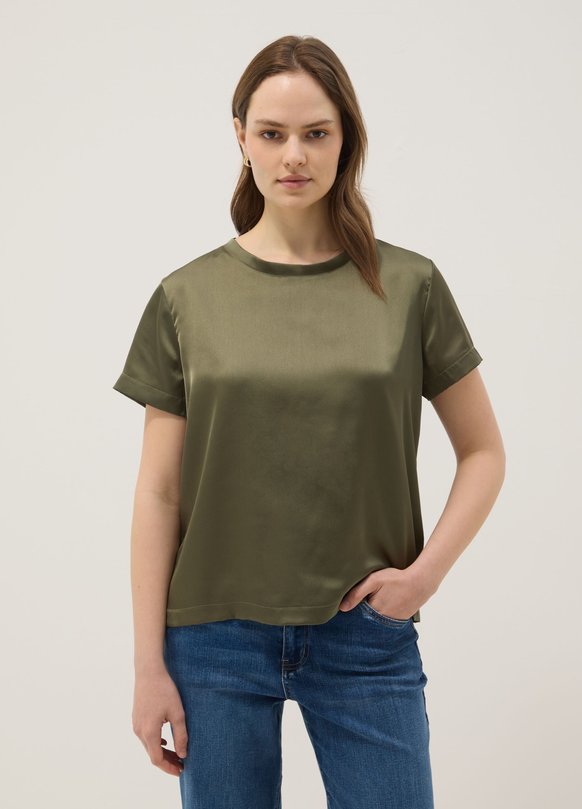 &Pi;&rho;ά&sigma;&iota;&nu;&omicron; T-shirt regular fit &mu;&epsilon; &sigma;&tau;&rho;&omicron;&gamma;&gamma;&upsilon;&lambda;ή &lambda;&alpha;&iota;&mu;ό&kappa;&omicron;&psi;&eta;