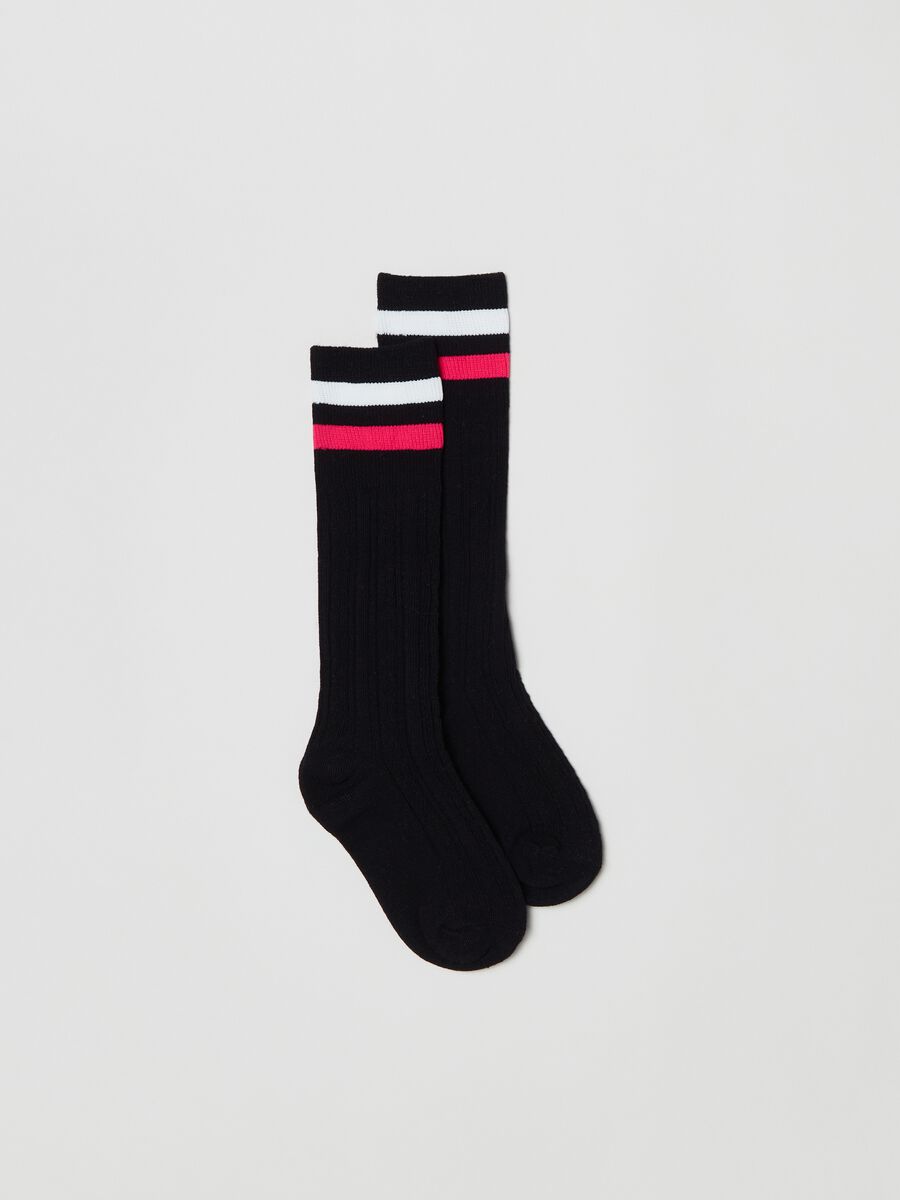 Two-pair pack long stretch ribbed socks_1