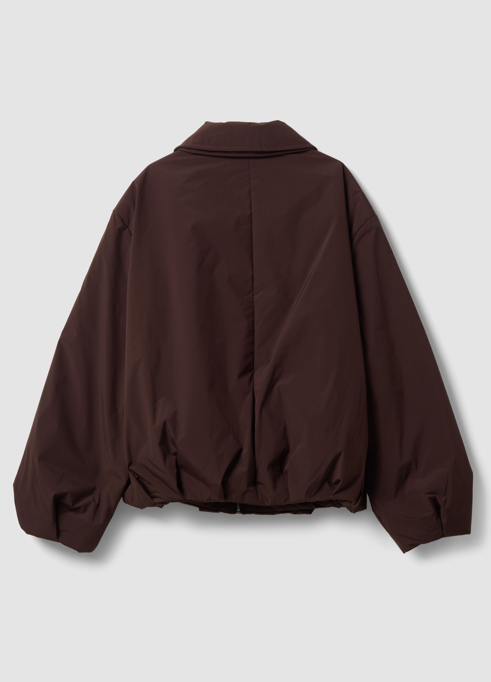 Giacca marrone regular fit con zip e collo ampio