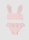 Pink stretch bikini with frilled detailing_0
