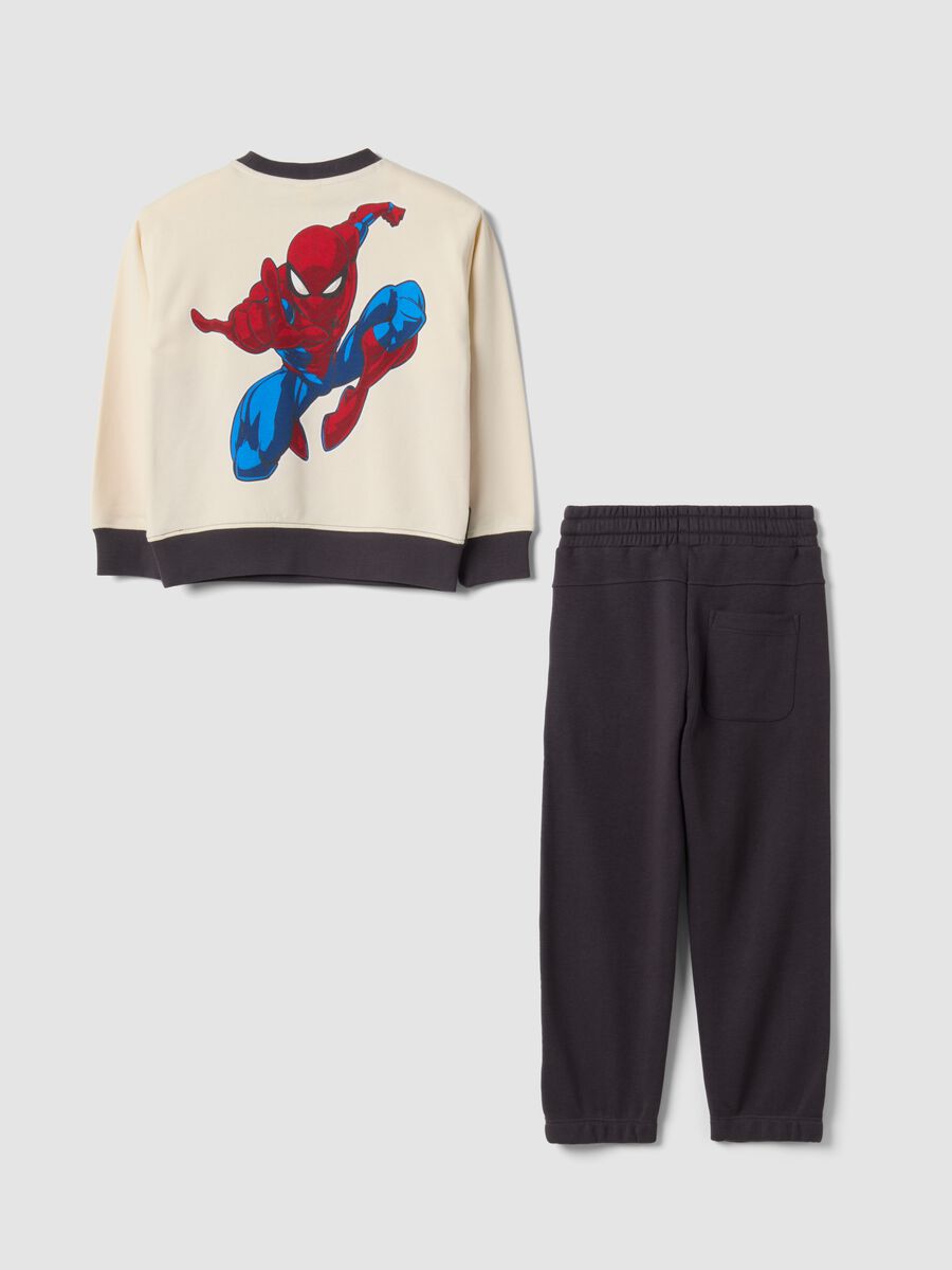 Beige and black cotton-blend tracksuit with MARVEL Spider-Man prints_1