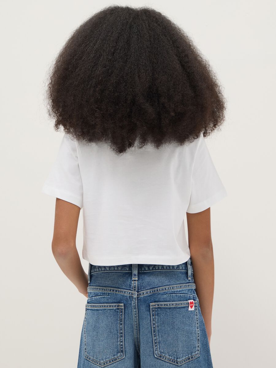 White pure cotton girl's boxy fit t-shirt with print_1