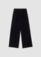 Pantaloni neri wide leg in tessuto velour elasticizzato_6