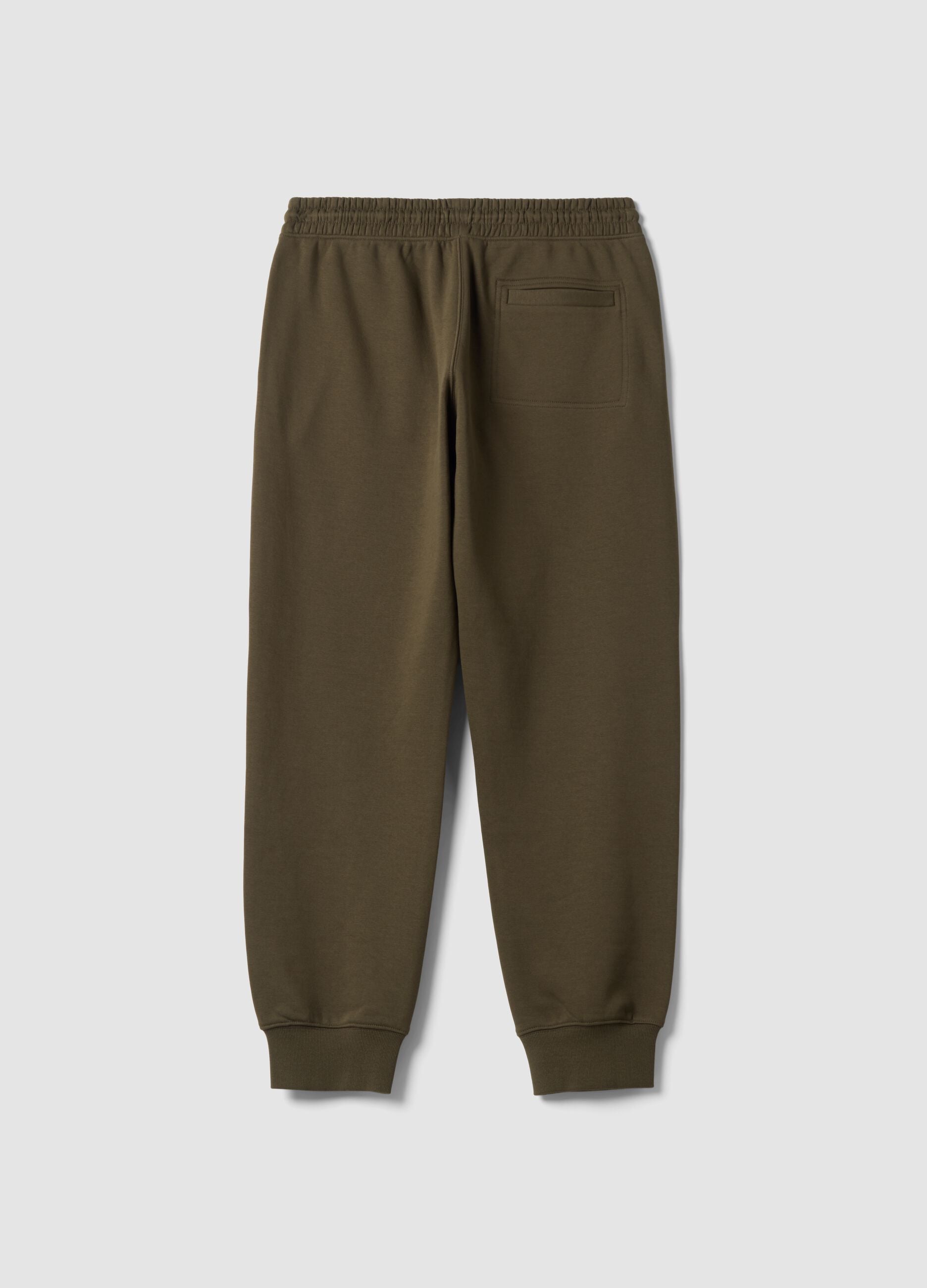 Jogger verdi in misto cotone con fondo a polsino e coulisse