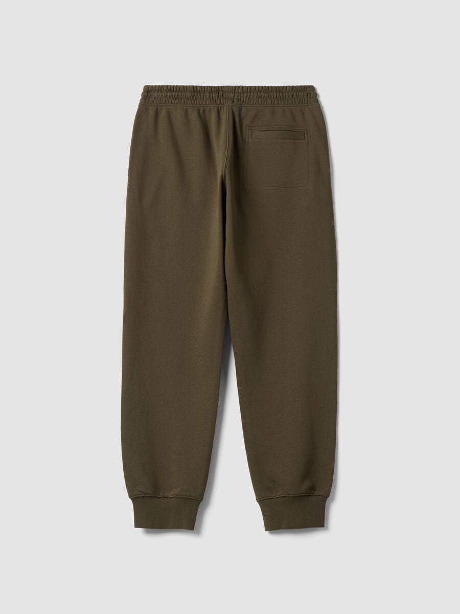 Jogger verdi in misto cotone con fondo a polsino e coulisse_2