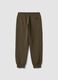 Jogger verdi in misto cotone con fondo a polsino e coulisse_2