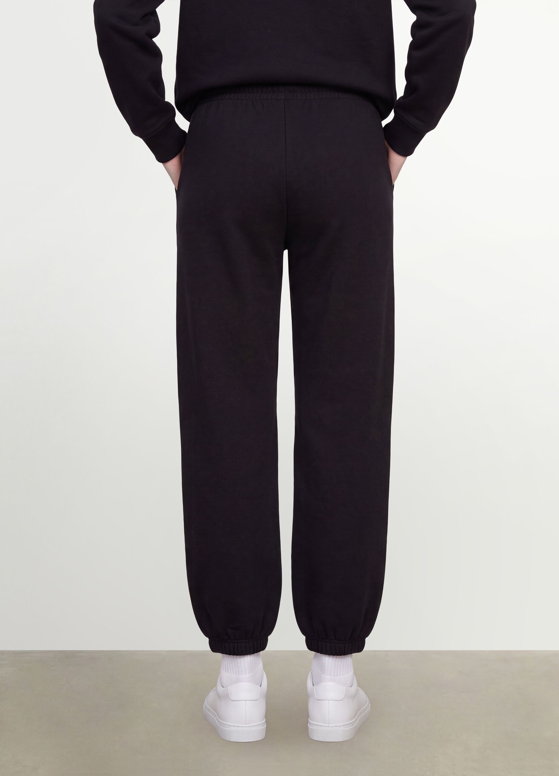 Black cotton-blend joggers with elasticated waistband, regular fit
