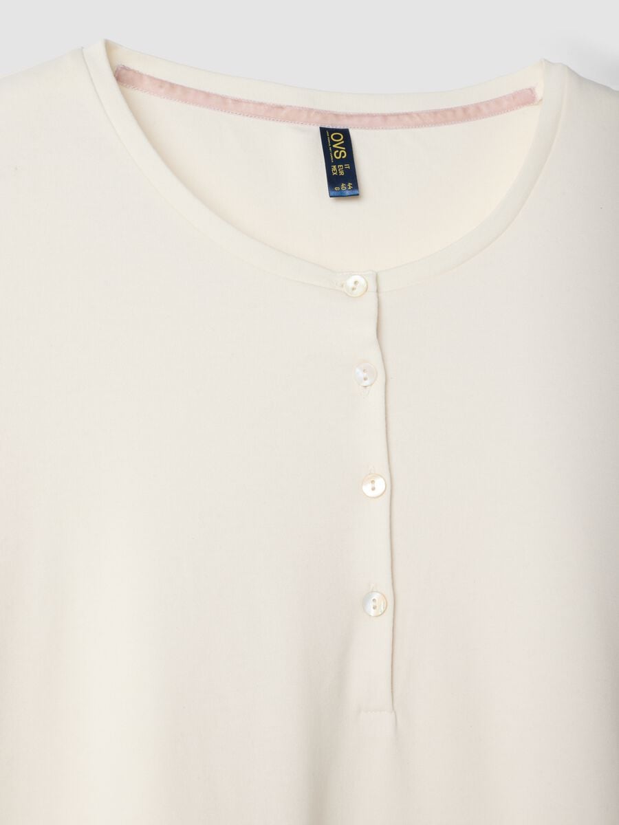 White pure organic cotton pyjamas with crew neck, regular fit_2