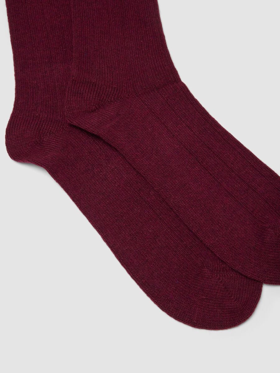 Calze midi rosse in lana, viscosa e cashmere elasticizzati_1