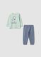 Pijama comprido verde com estampado em jersey de algod&atilde;o org&acirc;nico para beb&eacute; e crian&ccedil;a_0