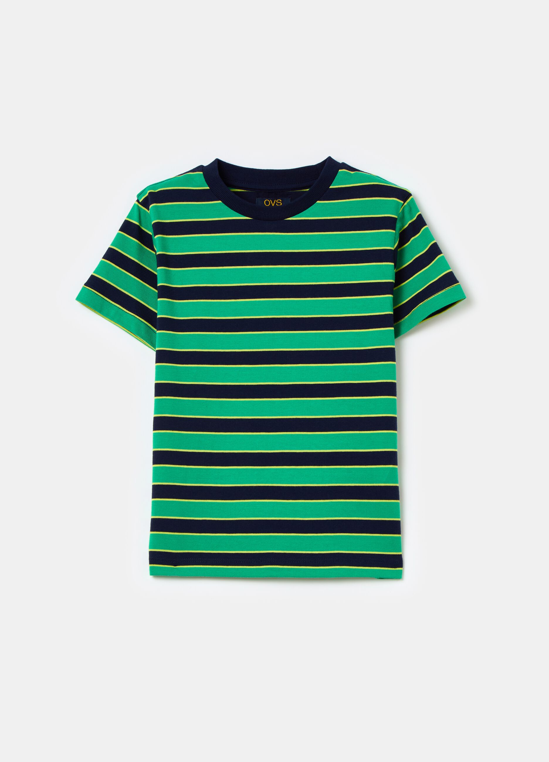 T-shirt with round neck and striped pattern