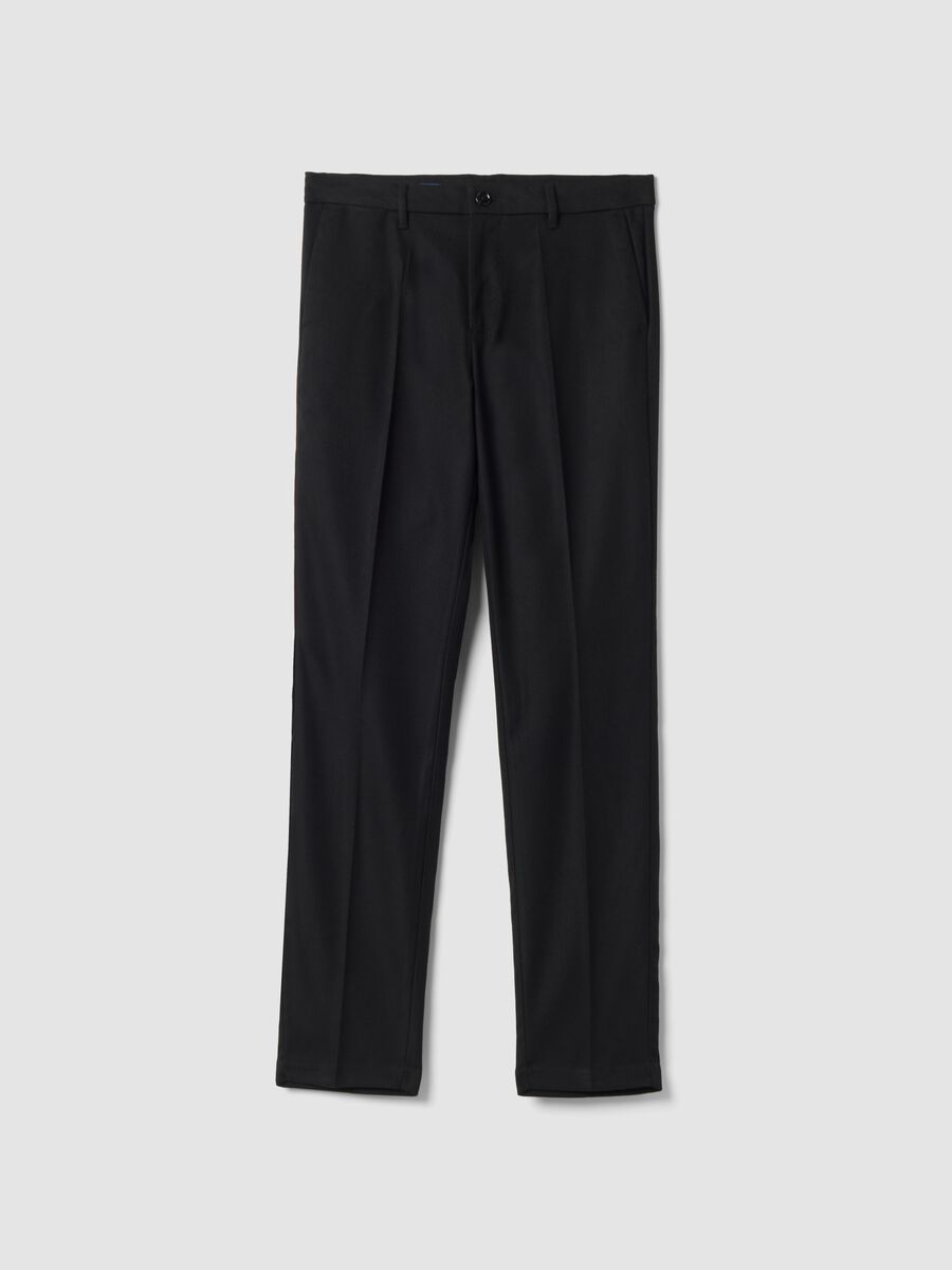 Schwarze Slim-Fit-Chinohose aus elastischer Viskose_0