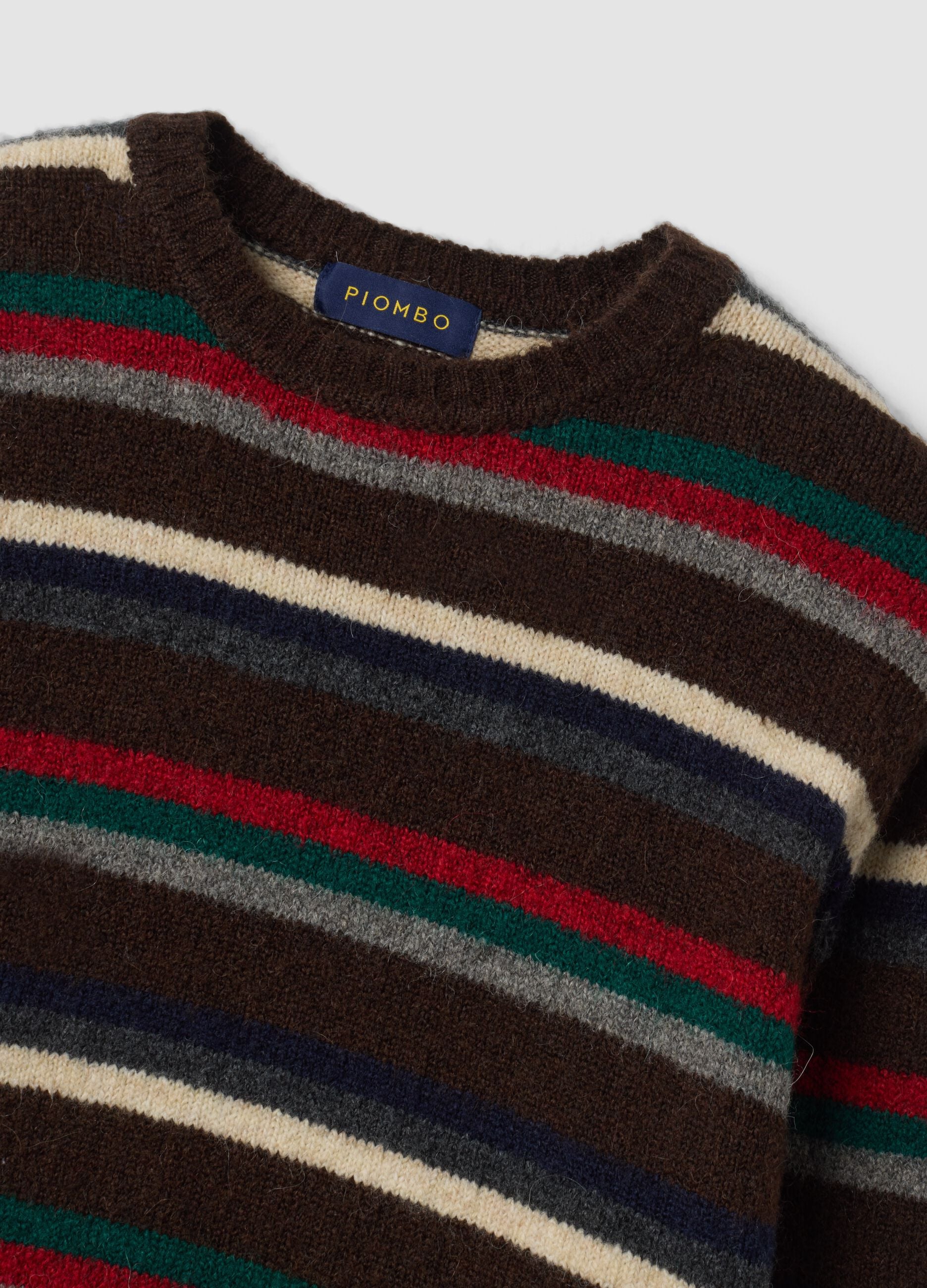 Maglia multicolor girocollo in lana e alpaca elasticizzato