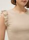 Beige slim fit pure cotton t-shirt with ruffles_3