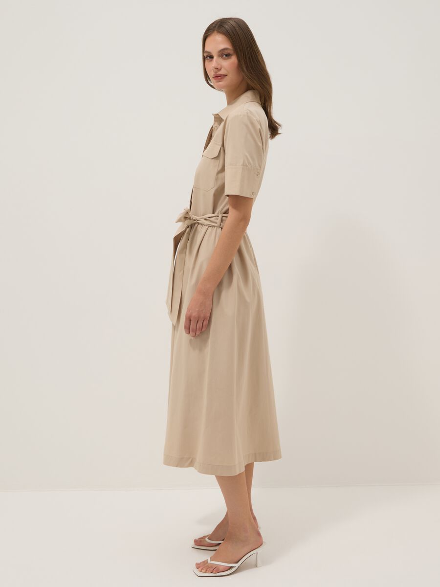 Beige pure cotton shirt dress_2