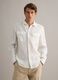 White pure linen regular-fit shirt with double chest pockets_0