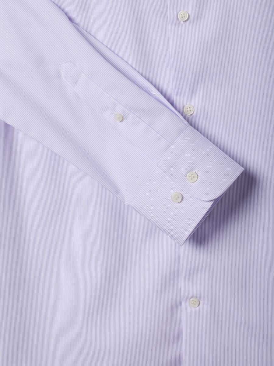 White striped pure cotton shirt with French collar, slim fit, non-iron_6