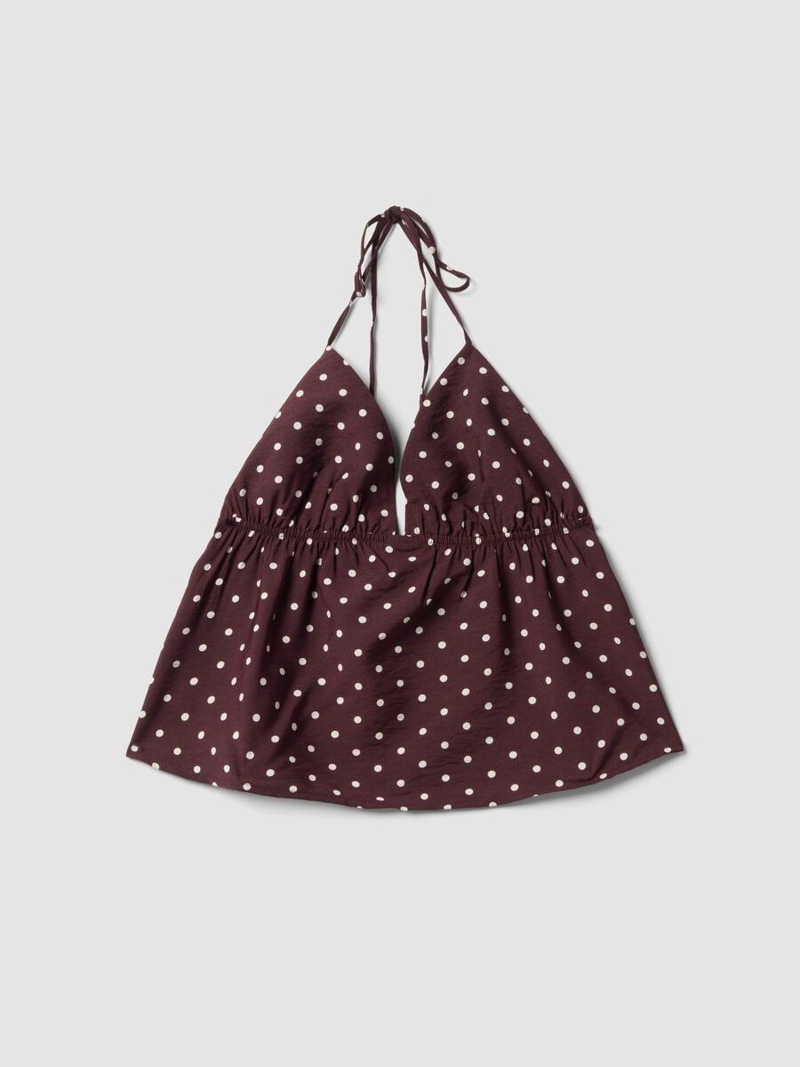 Brown polka dot viscose-blend top_4
