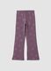 Leggings viola in cotone organico elasticizzato a fiori skinny fit_0