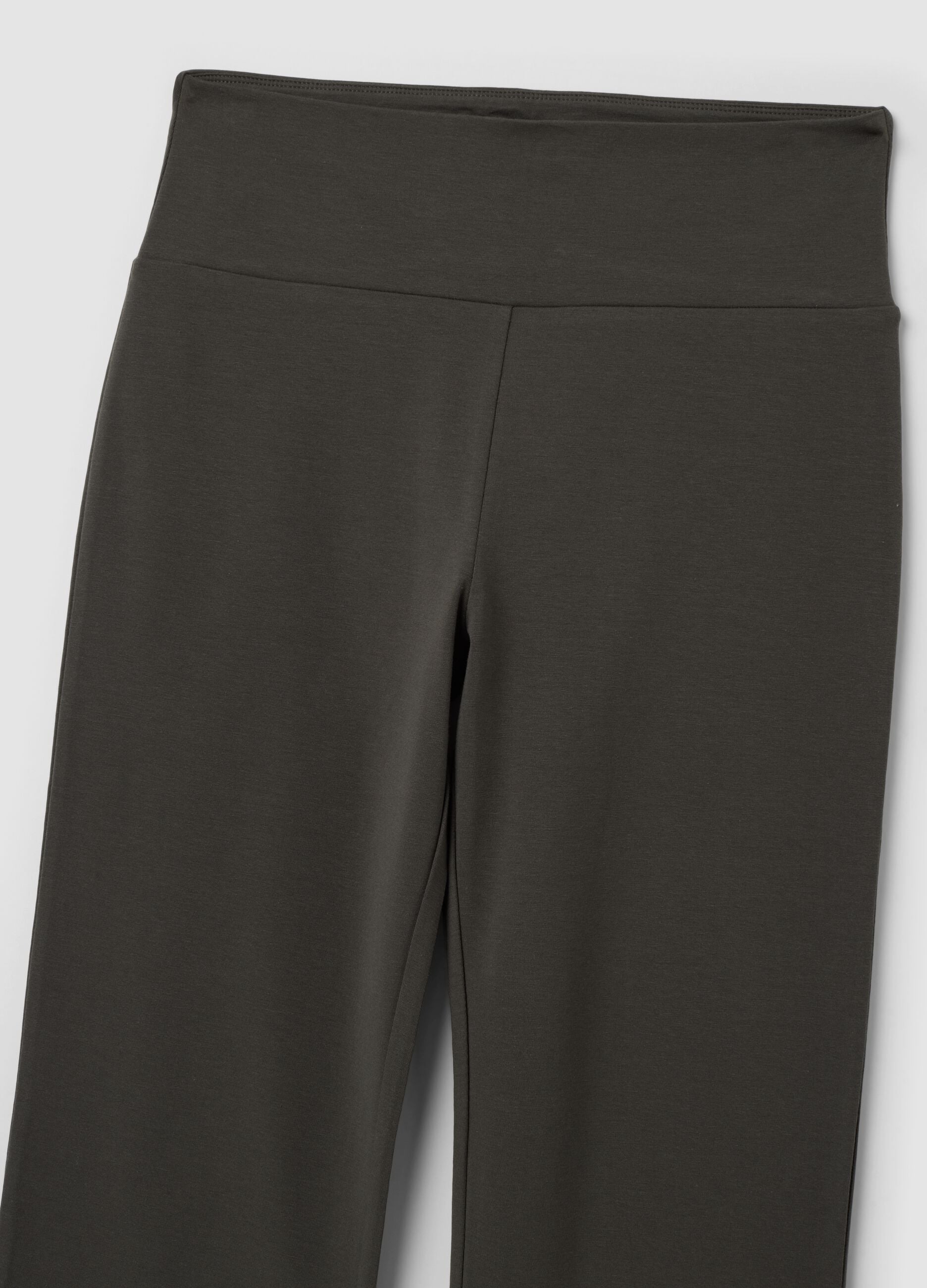 Grey flare trousers in stretch cotton