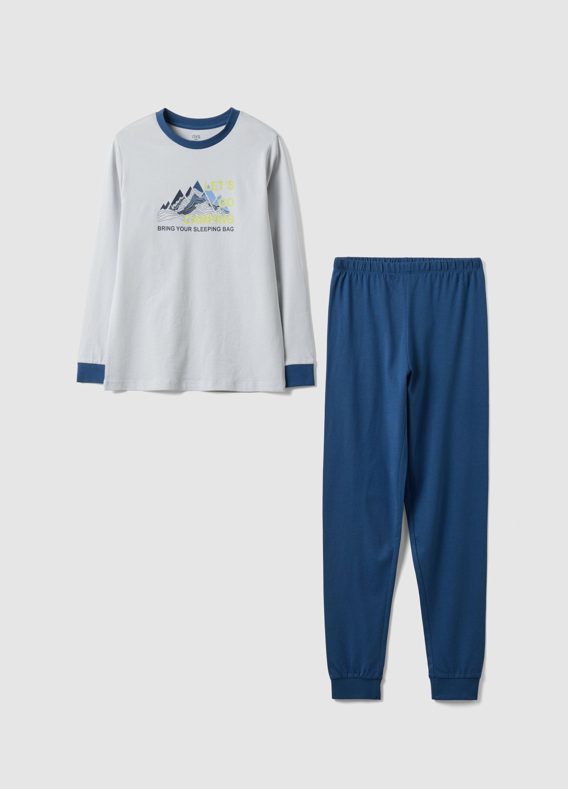 Pijamas multicoloridos de puro algod&atilde;o para rapaz, ajuste regular com estampado