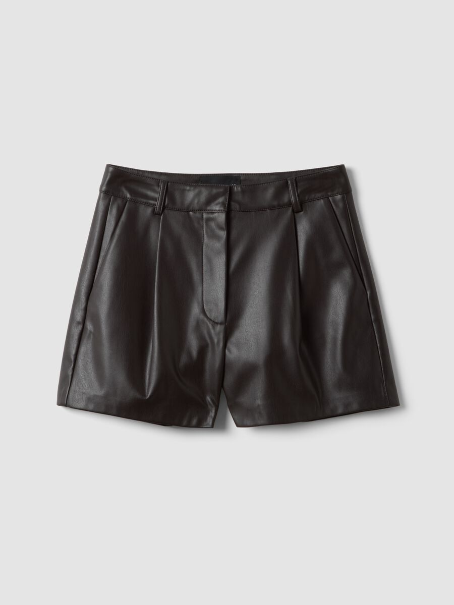 Shorts marroni regular fit con vita elasticizzata_4