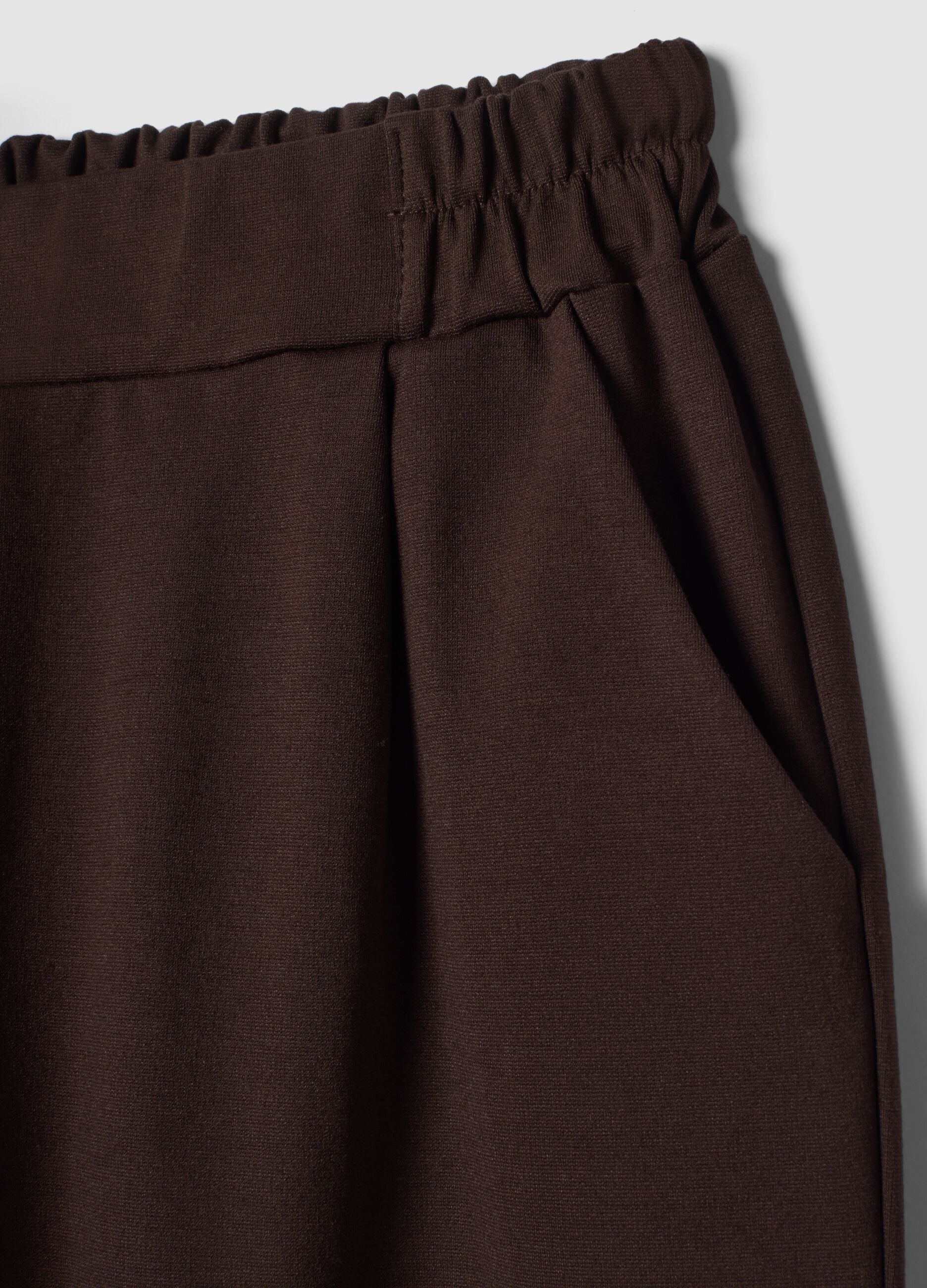 Brown regular-fit stretch viscose trousers